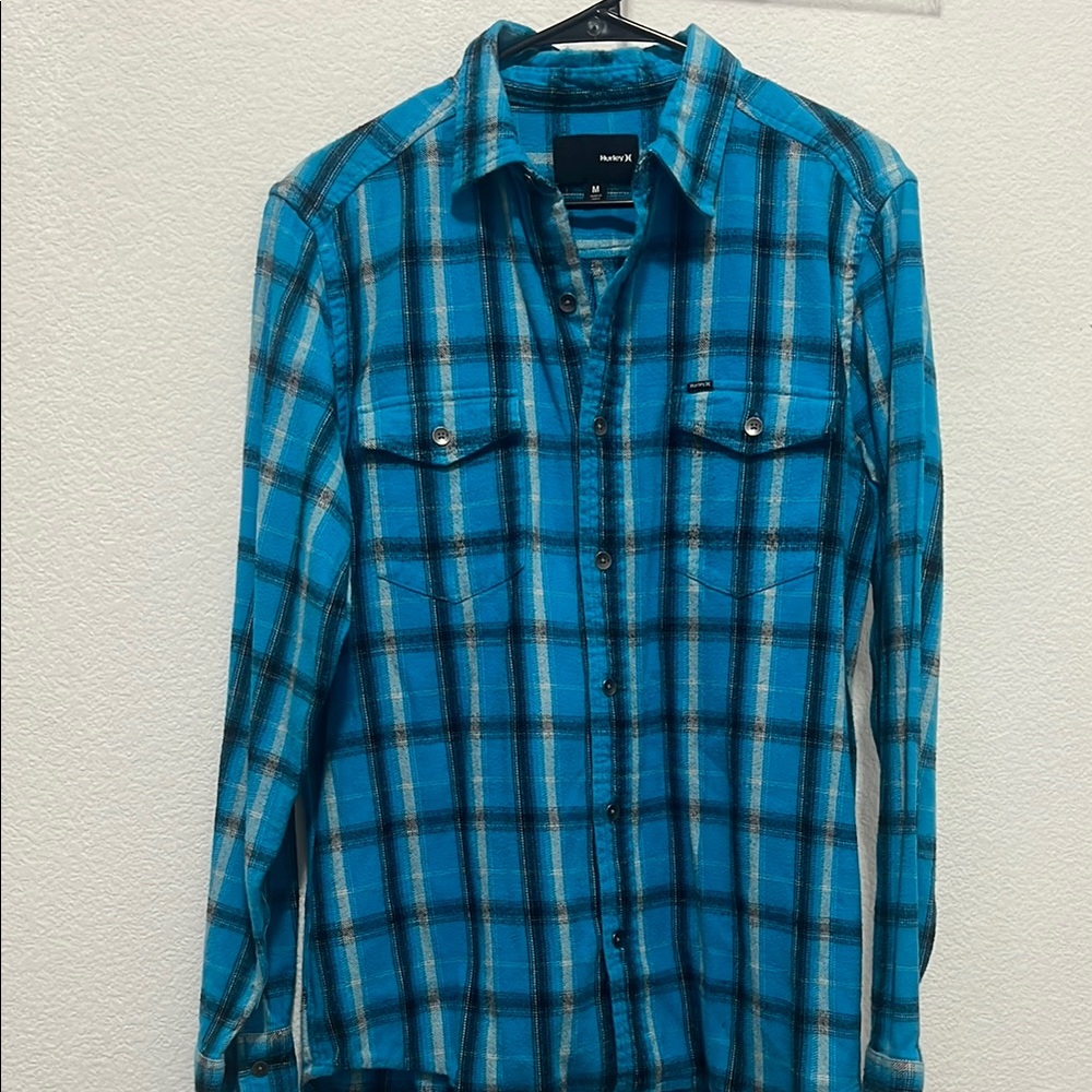 Hurley Blue Plaid Button-Up Shirt